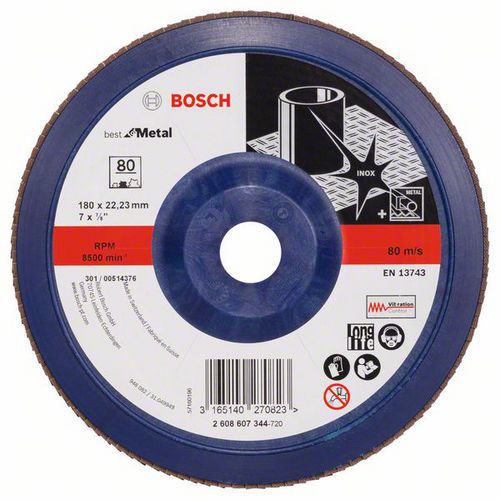 Bosch - Lamelový brusný kotouč X571, Best for Metal 180 mm, G80, rovný, 10 BAL