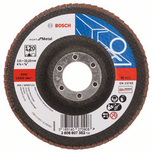 Bosch - Lamelový brusný kotouč X551, Expert for Metal 115 mm, G120, rovný, 10 BAL