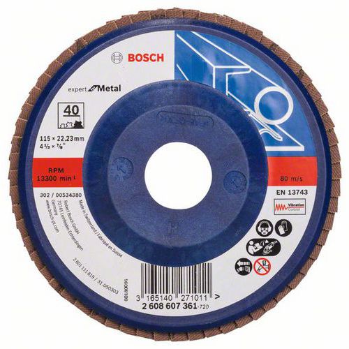 Bosch - Lamelový brusný kotouč X551, Expert for Metal 115 mm, G40, rovný, 10 BAL