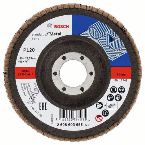 Bosch - Lamelový brusný kotouč X431, Standard for Metal 115 mm, 22,23 mm, 120, 10 BAL