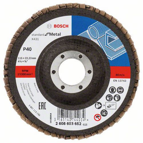 Bosch - Lamelový brusný kotouč X431, Standard for Metal 115 mm, 22,23 mm, 40, 10 BAL