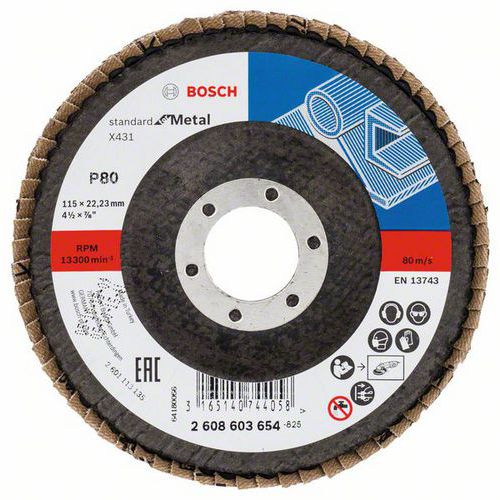 Bosch - Lamelový brusný kotouč X431, Standard for Metal 115 mm, 22,23 mm, 80, 10 BAL