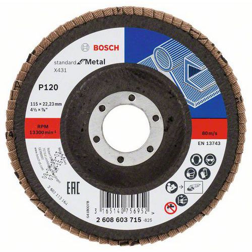 Bosch - Lamelový brusný kotouč X431, Standard for Metal 115 mm, 22,23 mm, 120, 10 BAL