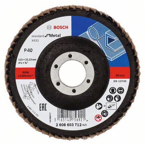 Bosch - Lamelový brusný kotouč X431, Standard for Metal 115 mm, 22,23 mm, 40, 10 BAL