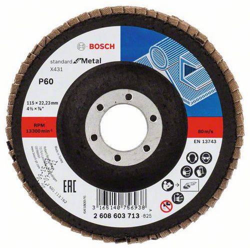 Bosch - Lamelový brusný kotouč X431, Standard for Metal 115 mm, 22,23 mm, 60, 10 BAL