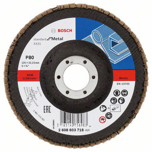 Bosch - Lamelový brusný kotouč X431, Standard for Metal 125 mm, 22,23 mm, 80, 10 BAL