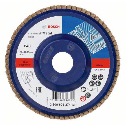 Bosch - Lamelový brusný kotouč X431, Standard for Metal 125 mm, 22,23 mm, 40, 10 BAL