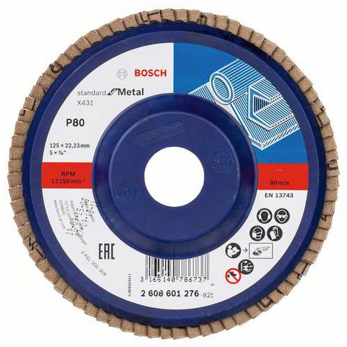 Bosch - Lamelový brusný kotouč X431, Standard for Metal 125 mm, 22,23 mm, 80, 10 BAL