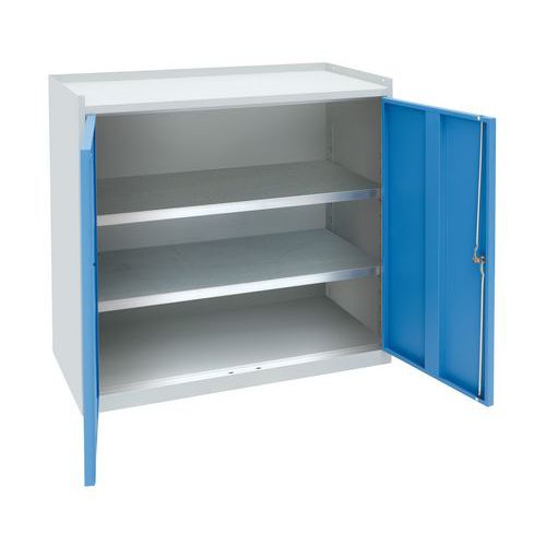 Dílenská skříň na nářadí Manutan Expert, 91,5 x 100 x 50 cm, šedá/modrá