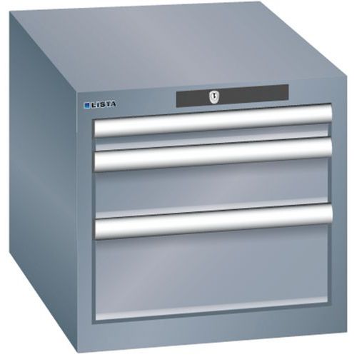 Dílenská zásuvková skřín Lista, 3 zásuvky - 1 x 50mm+ 1 x 100mm + 1x 150mm, tmavě šedá