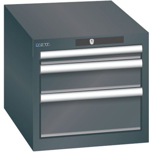 Dílenská zásuvková skřín Lista, 3 zásuvky - 1 x 50mm+ 1 x 100mm + 1x 150mm, černá