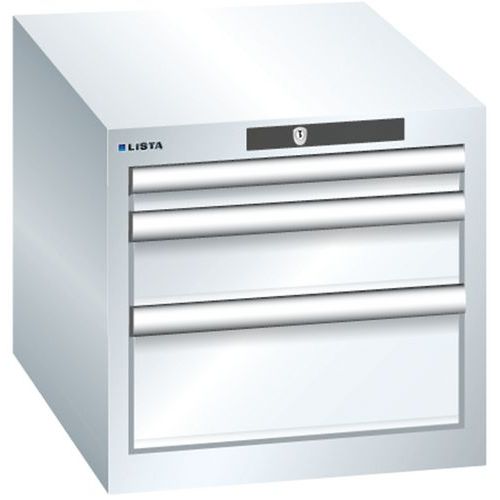 Dílenská zásuvková skřín Lista, 3 zásuvky - 1 x 50mm+ 1 x 100mm + 1x 150mm, bílá