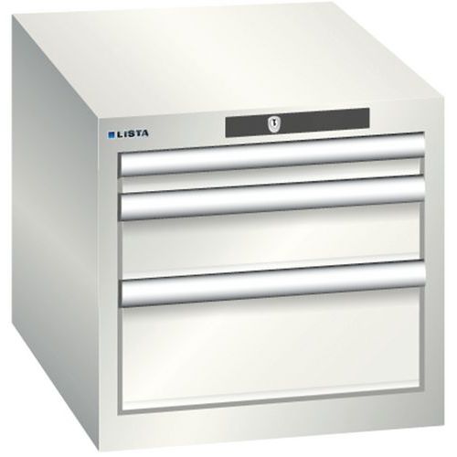 Dílenská zásuvková skřín Lista, 3 zásuvky - 1 x 50mm+ 1 x 100mm + 1x 150mm, světle šedá