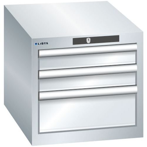 Dílenská zásuvková skřín Lista, 3 zásuvky – 2x 75mm+ 1x 150mm, šedá