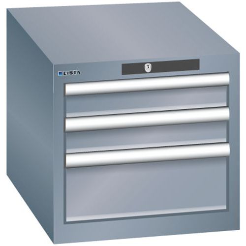Dílenská zásuvková skřín Lista, 3 zásuvky – 2x 75mm+ 1x 150mm, tmavě šedá