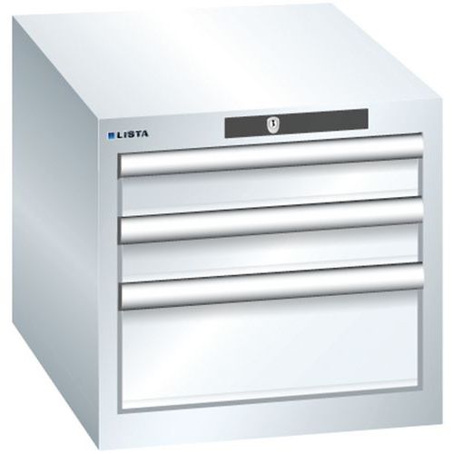 Dílenská zásuvková skřín Lista, 3 zásuvky – 2x 75mm+ 1x 150mm, bílá