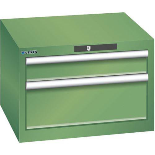 Dílenská zásuvková skříň Lista, 2 zásuvky, 564x572x383mm, zelená
