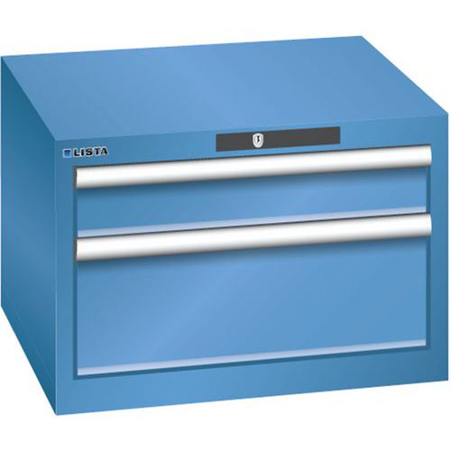 Dílenská zásuvková skříň Lista, 2 zásuvky, 564x572x383mm, modrá