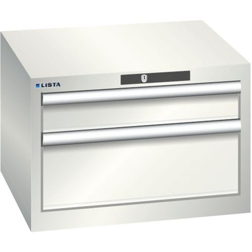 Dílenská zásuvková skříň Lista, 2 zásuvky, 564x572x383mm, světle šedá