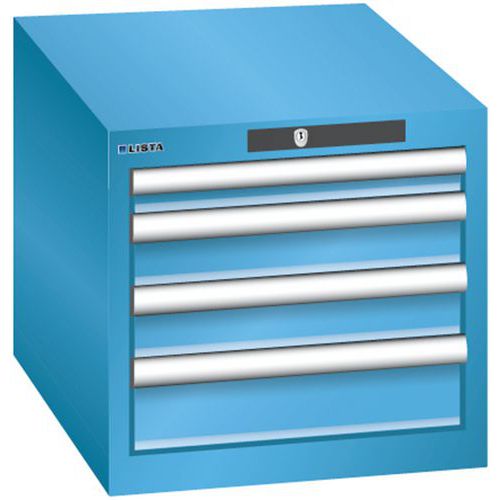 Dílenská zásuvková skřín Lista, 4 zásuvky, světle modrá