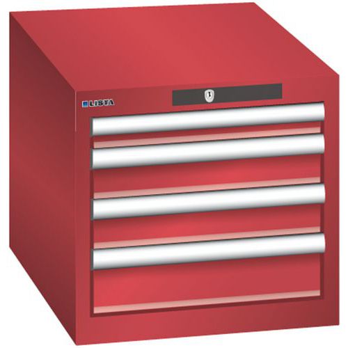 Dílenská zásuvková skřín Lista, 4 zásuvky, červená