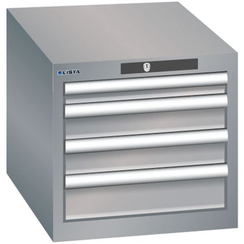 Dílenská zásuvková skřín Lista, 4 zásuvky, šedá/stříbrná
