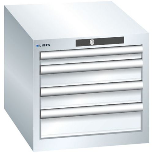 Dílenská zásuvková skřín Lista, 4 zásuvky, bílá