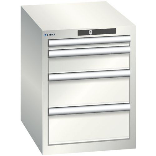 Dílenská zásuvková skřín Lista, 4 zásuvky, 411x572x533mm, světle šedá