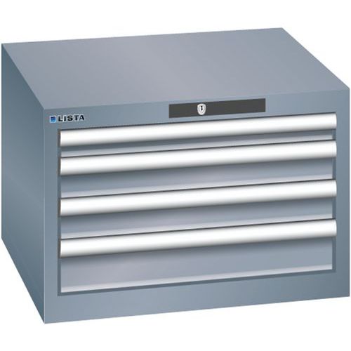 Dílenská zásuvková skříň Lista, 4  zásuvky, 564x572x383mm, tmavě šedá