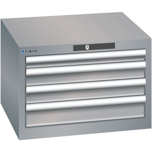 Dílenská zásuvková skříň Lista, 4  zásuvky, 564x572x383mm, šedá/stříbrná