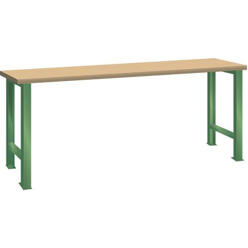 Dílenský pracovní stůl LISTA, 1500x750x840mm, nosnost 600 kg, zelená