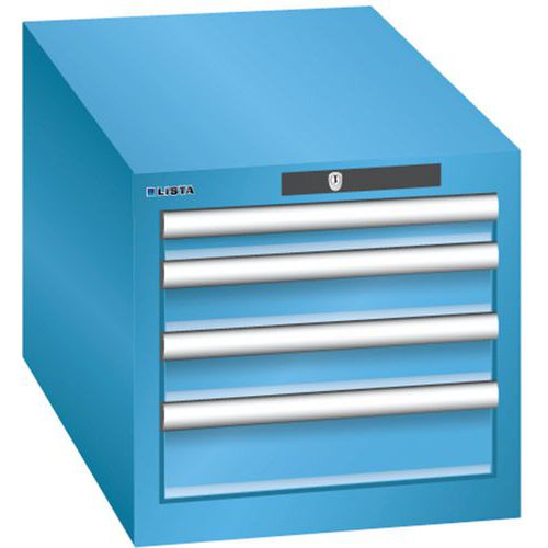 Dílenská zásuvková skřín Lista, 4 zásuvky , 411x725x383 mm, světle modrá