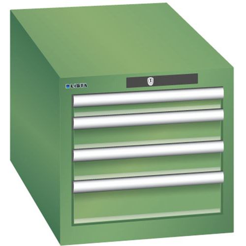 Dílenská zásuvková skřín Lista, 4 zásuvky , 411x725x383 mm, zelená