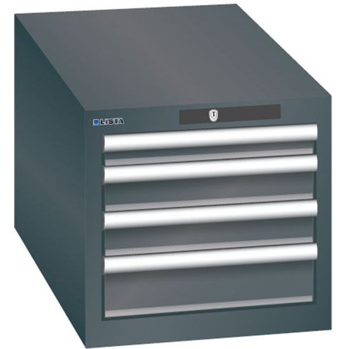 Dílenská zásuvková skřín Lista, 4 zásuvky , 411x725x383 mm, černá