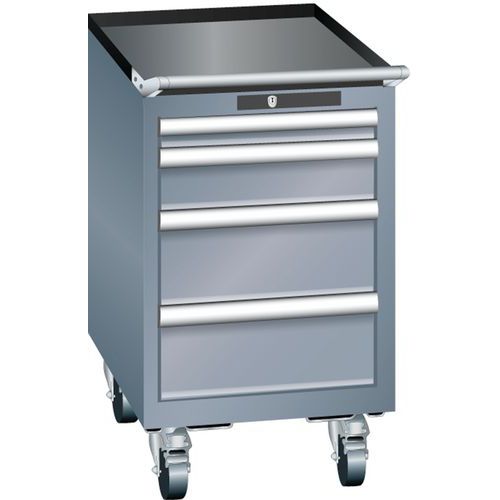 Mobilní dílenská zásuvková skříň Lista, 4 zásuvky, tmavě šedá