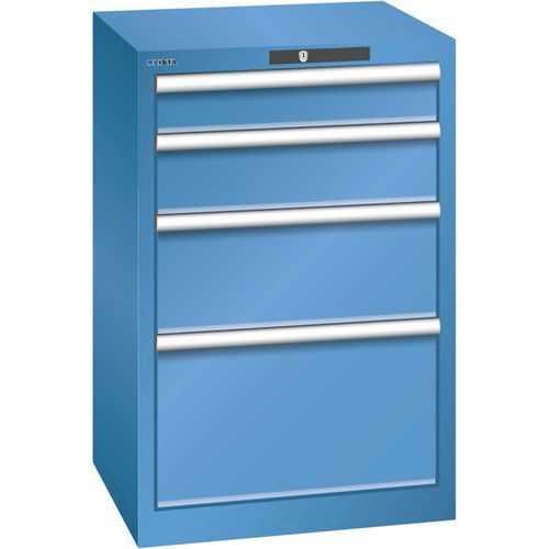 Dílenská zásuvková skříň Lista, 4 zásuvky, 564x572x850mm, modrá