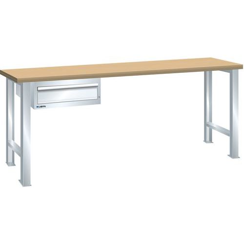 Dílenský pracovní stůl LISTA, 1500x750x890mm, 1 zásuvka, nosnost 600 kg, bílá