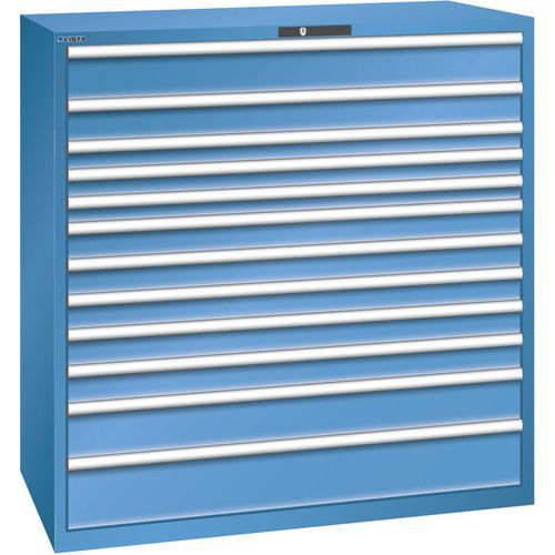 Dílenská zásuvková skříň Lista, nosnost 200kg, 12 zásuvek, modrá