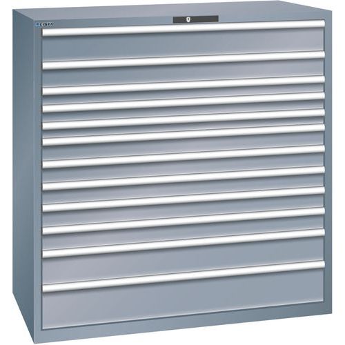 Dílenská zásuvková skříň Lista, nosnost 200kg, 12 zásuvek, tmavě šedá