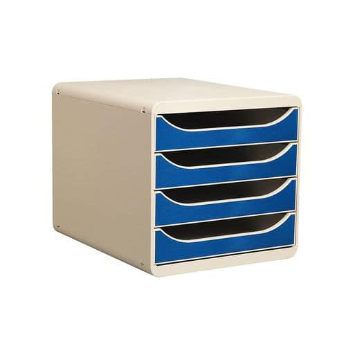 Zásuvkový modul Big Box, 4 zásuvky, šedý/modrý Zásuvkový modul Big Box, 4 zásuvky, šedý/modrý