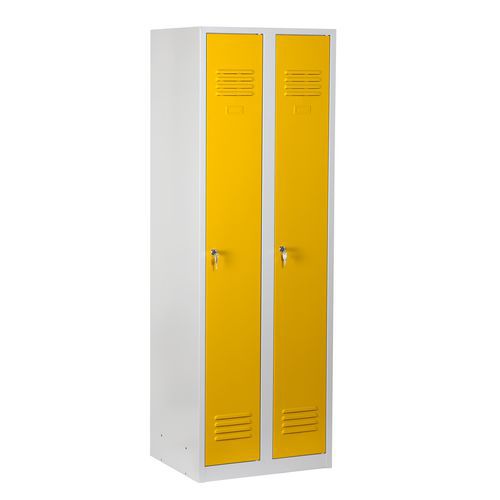Svařovaná šatní skříň DURO VARIO, šedá/žlutá, cylindrický zámek