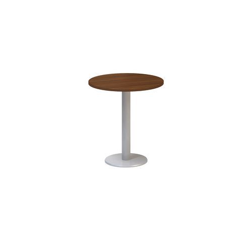 Kruhový konferenční stůl Alfa 400 s šedým podnožím, 70 x 74,2 cm, dezén ořech