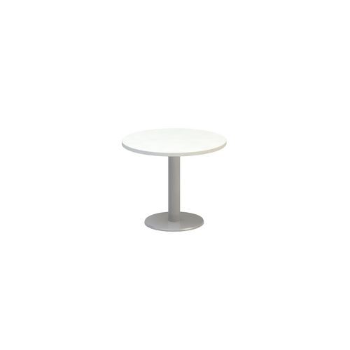 Kruhový konferenční stůl Alfa 400 s šedým podnožím, 70 x 50,7 cm, dezén bílá