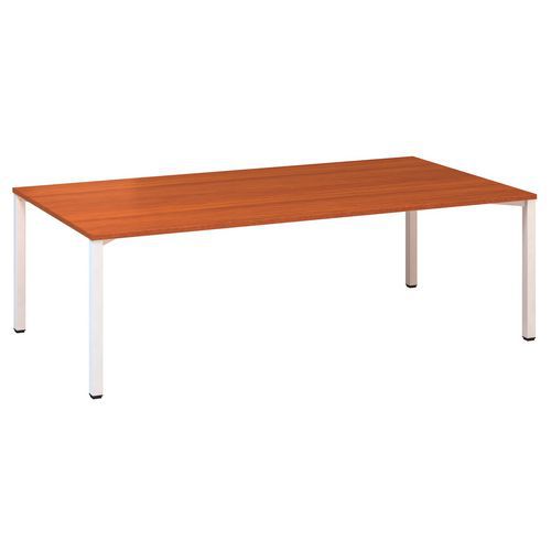 Konferenční stůl Alfa 420 s bílým podnožím, 240 x 120 x 74,2 cm, dezén třešeň