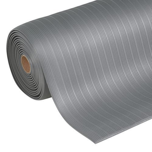Protiúnavová průmyslová rohož Manutan Expert s rýhovaným povrchem, 1 830 x 60 cm, šedá