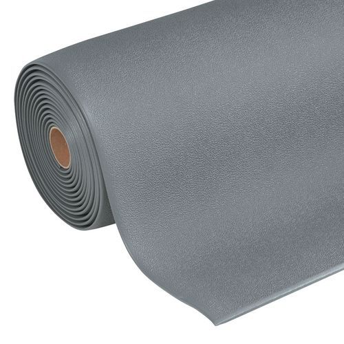 Protiúnavová průmyslová rohož Manutan Expert s granulovaným povrchem, 1 830 x 91 cm, šedá