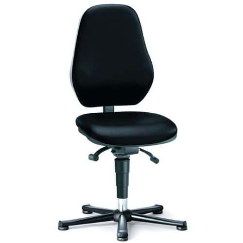 Pracovní antistatická ESD židle Bimos Basic 9157E s kluzáky, bez podnožky, látka, vysoké opěradlo, šedá