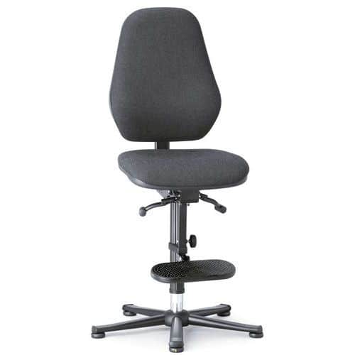 Pracovní antistatická ESD židle Bimos Basic 9159E s kluzáky, s podnožkou, látka, vysoké opěradlo, černá