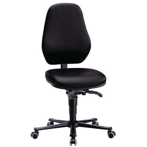 Pracovní laboratorní žídle Bimos Basic 9134 s kolečky, bez podnožky, permanentní kontakt, koženka, vysoké opěradlo, černá