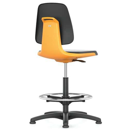 Pracovní židle Bimos Labsit 9121 s kluzáky, s podnožkou, potah Supertec, antracit/oranžová